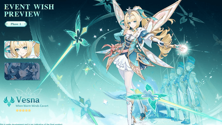 Vesna — When Warm Winds Cavort (Genshin Impact 7.1) banner art